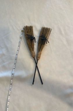 Mini Halloween Witch Broom Decorations Set of 2