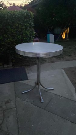 Retro Round Bistro Table High Style Chrome Base size 35.5” round  42” high