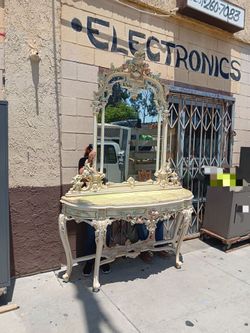 Silik s.p.a. Italian console table & mirror w/ marble top