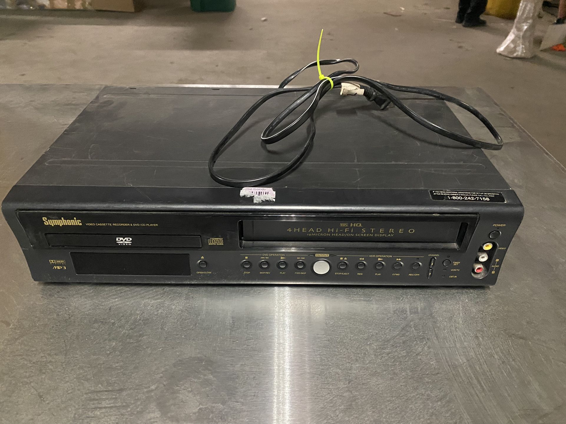 Symphonic WF802 DVD VCR Combo Dvd Player Vhs Player