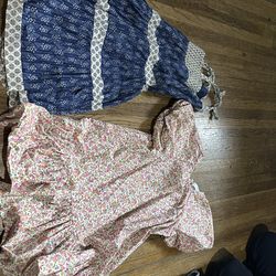 Zara Blue Printed Maxi & Pink Floral Dress Set