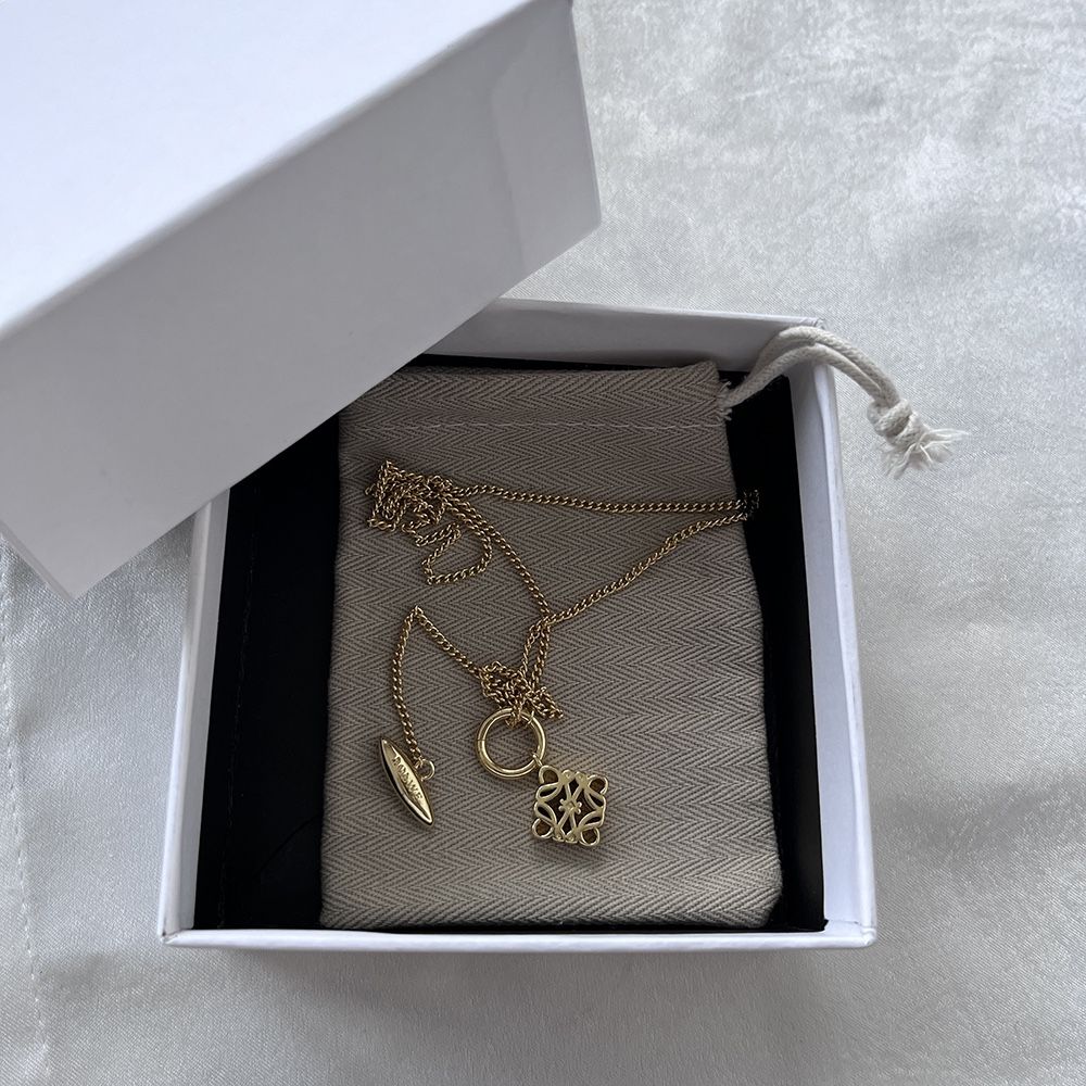 Loewe Gold Necklace Chain Logo Pendant Anagram