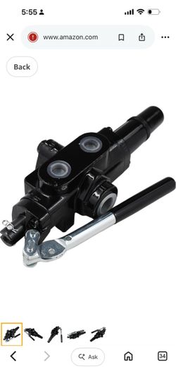 25GPM, 3500PSI Hydraulic Log Splitter Control Valve, Working Port 1/2 NPT, Inlet/Outlet Port 3/4 NPT, Adjustable Detent, Auto Return Detent Lever Hand