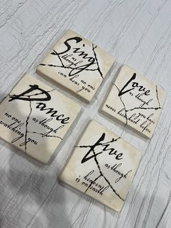 Handmade hanging art - Sing Love Dance Live 