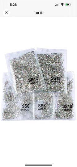 SS3-SS12 1440pcs White AB Rhinestones Gems Glitter Nail Art Decoration PACKS
