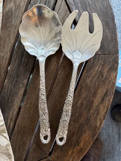Vintage grape leaf salad serving set by Arthur Court