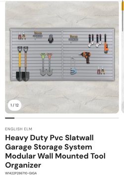 Heavy Duty PVC Slatwall Garage Organizer, 8ft x 4ft Section with 10 Panels, Industrial Strength W1422P286710