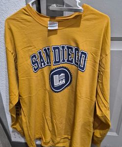 Hanes Beefy San Diego Fidelity Long Sleeve Pullover Shirt, Yellow Size L A002