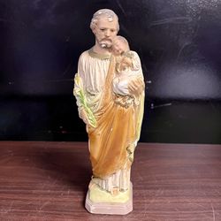 Vintage Chalkware Statue of St. Joseph & Child, C.S. 121 