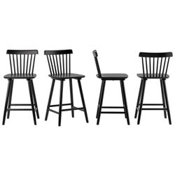 Windsor Wood Counter Height Barstool Set of 4 with Spindle Back