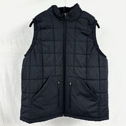 Xersion Black Puffer Vest Women’s Zipper Pockets Large Quilted