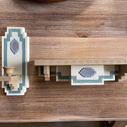 Vintage Burwood Products Co. Home Interior Western Style Candle Holder Sconce And Decortive Shelf