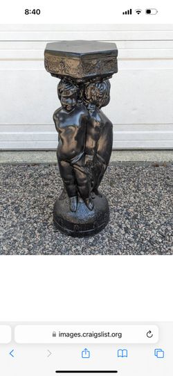 Antique Chalkware Cherubs Garden Landscape Statue Decor 