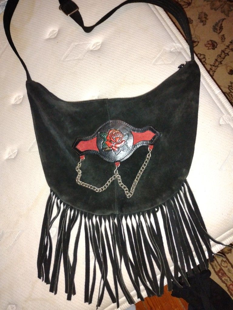 Vintage Black Suede/ Leather Bag