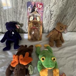 5 Rare Retired Beanie Bears with errors