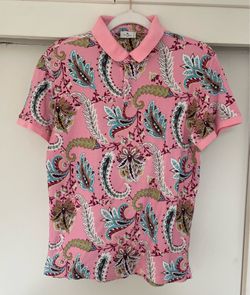 Etro Milano Floral Paisley Pink Jersey Polo Men Size M preowned