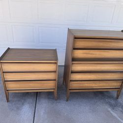 Vintage Mid Century Dresser and Night Stand  Made By United Furniture