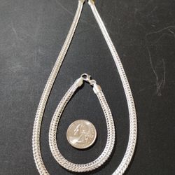Sterling Silver Serpentine Style Necklace And Bracelet Set