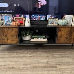 65 Inch Black and Dark Brown TV Stand 