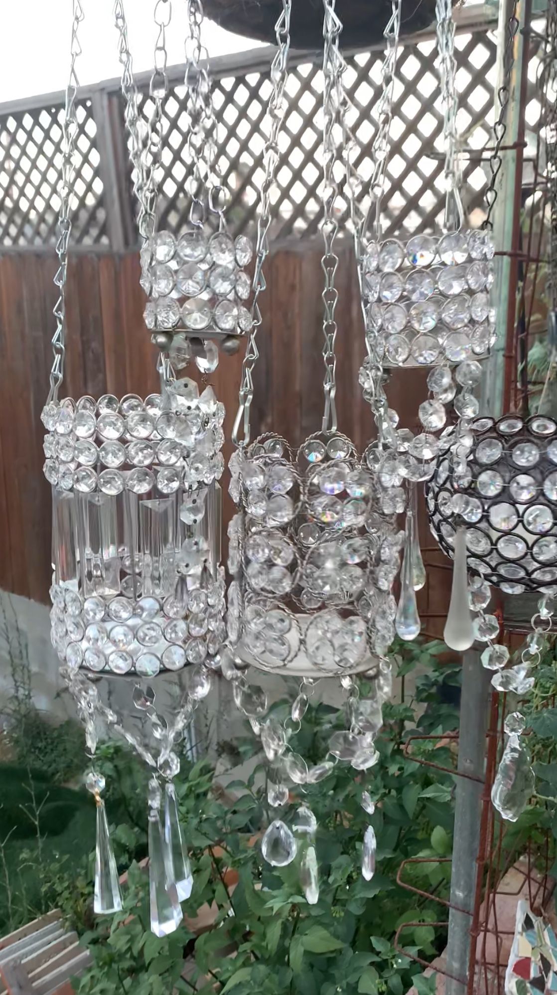 Crystal Votive Cup Tea Light Beaded Hanging Chandelier Candle Holder