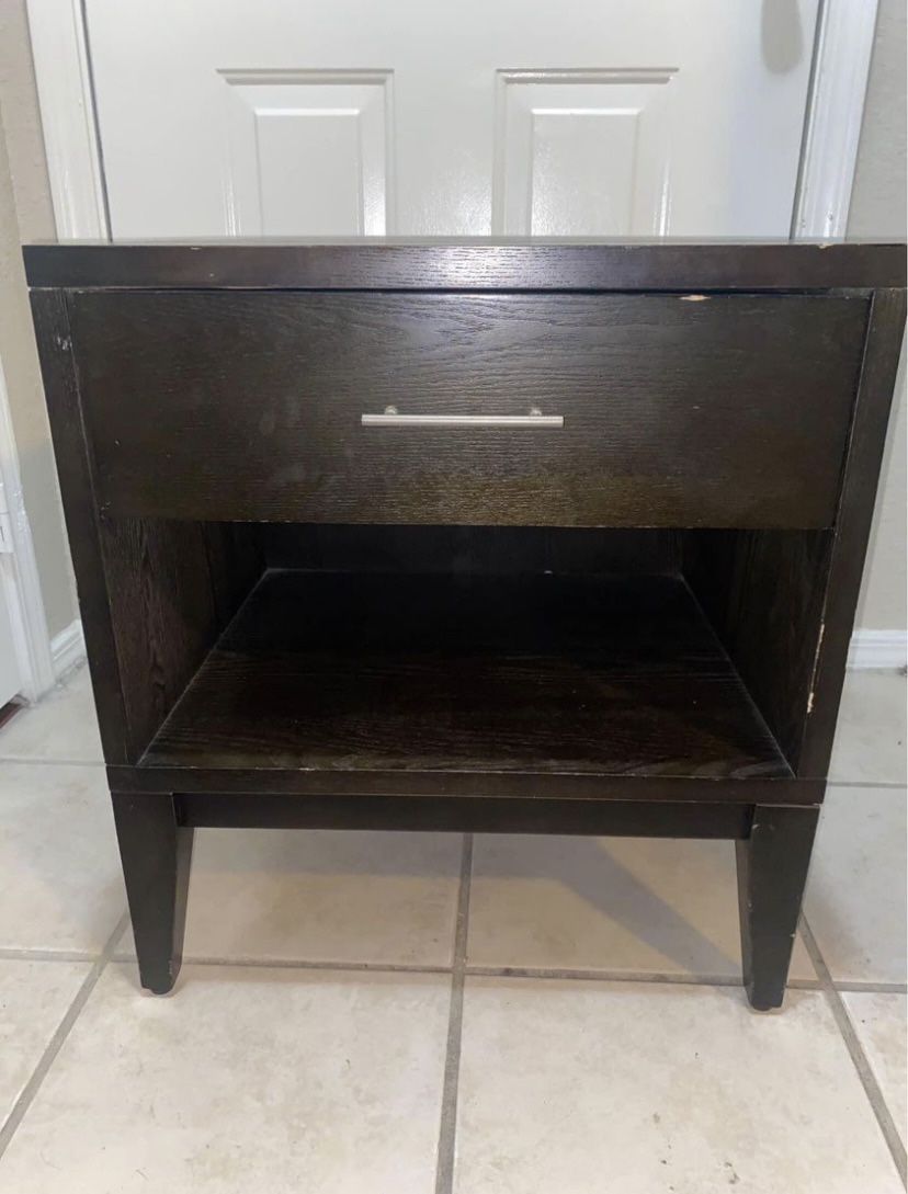 Dark Brown Nightstand With Drawer