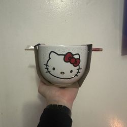 Hello Kitty Ceramic Bowl & Chop Sticks 