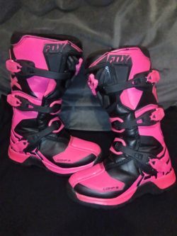 Fox Racing Comp 5 Youth Motocross Boots - Pink/Black - Size Youth 3 (Like New)