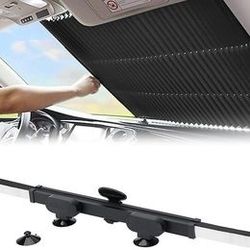 Retractable Windshield Sun Shade for Car, Large Sun Visor Protector Blocks 99% UV Rays