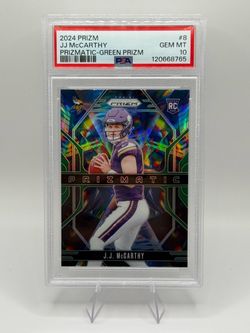 💎 2024 Panini Prizm JJ McCarthy Prizmatic Green Prizm Rookie #8 PSA 10 GEM MINT💎