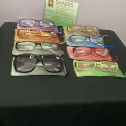 Reading Glasses, 7 Pair & 1 Pair Bi-focal Sunglasses