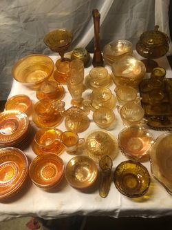 Vintage Amber Carnival Glass Collection