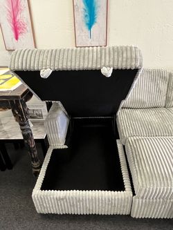 Corduroy Fabric Storage Ottoman with Lift Top