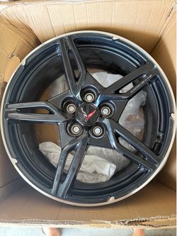 Corvette C8 4 Wheels Powder Coat Black w/ Machined Lip