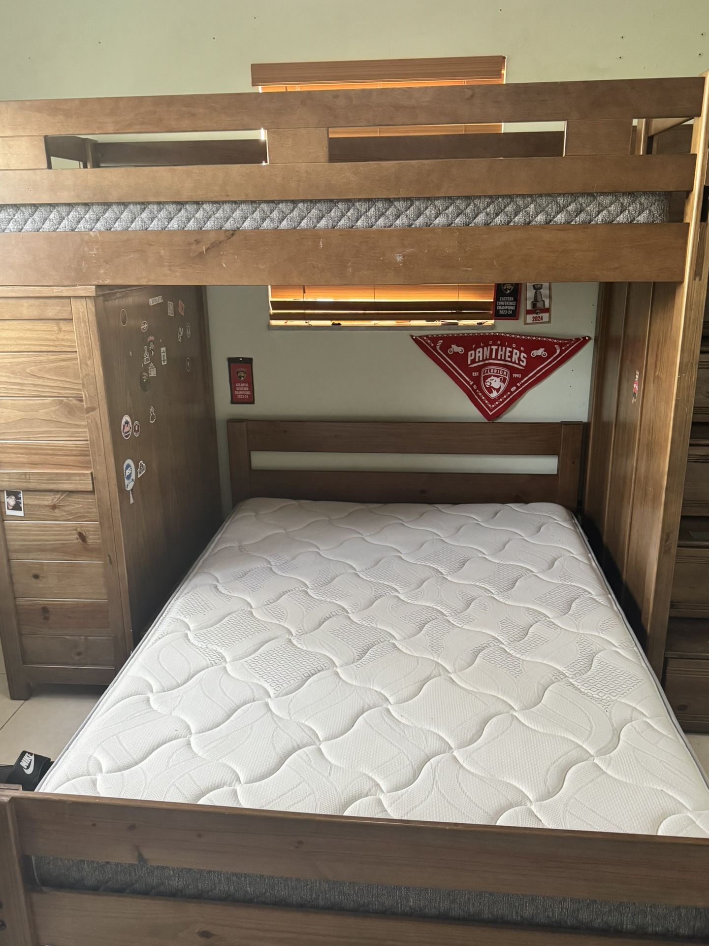 Bunk Bed with Stairs + Storage Drawers + Mattresses – Excellent Condition!