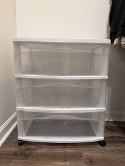 3-Drawer Plastic Rolling Storage Cart – White/Clear