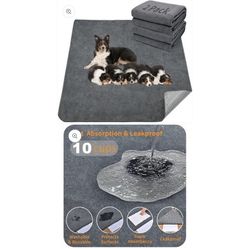 LOOBANI 2 Packs Extra Large Reusable Dog Mat for Floor, Non-Slip Washable Pee Pad for Dogs, Fast Absorbent Pet Whelping Pads, Puppy Playpen Mat for In