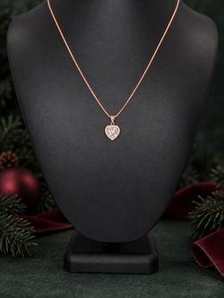 Moissanite Heart Necklace – Rose Gold Plated 925 Sterling Silver