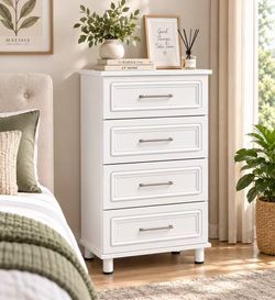 🤍 4-Drawer White Chest / Dresser  Modern White 4-Drawer Cabinet – Clean & Elegant Design