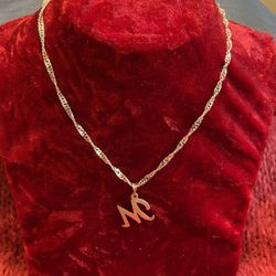 925 NEW SILVER Necklace With  M Pendant 