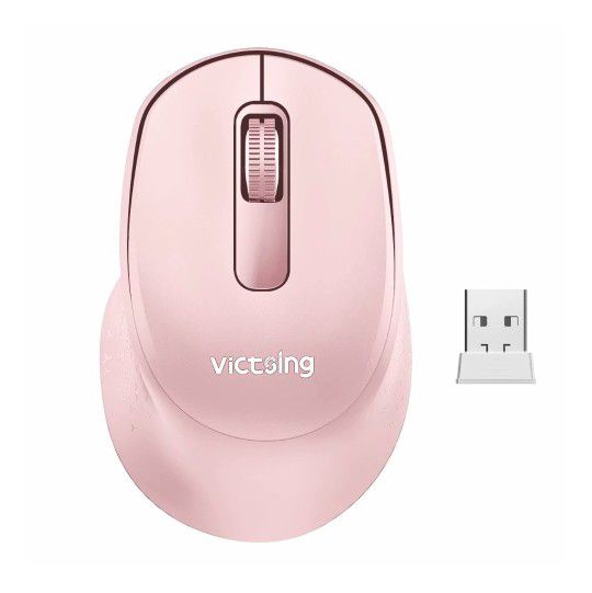 VicTsing Wireless Mouse Mini Ergonomic, 2.4G Quiet Mouse with USB Receiver, Portable Computer Mice with Independent Power Switch for Chromebook, PC,