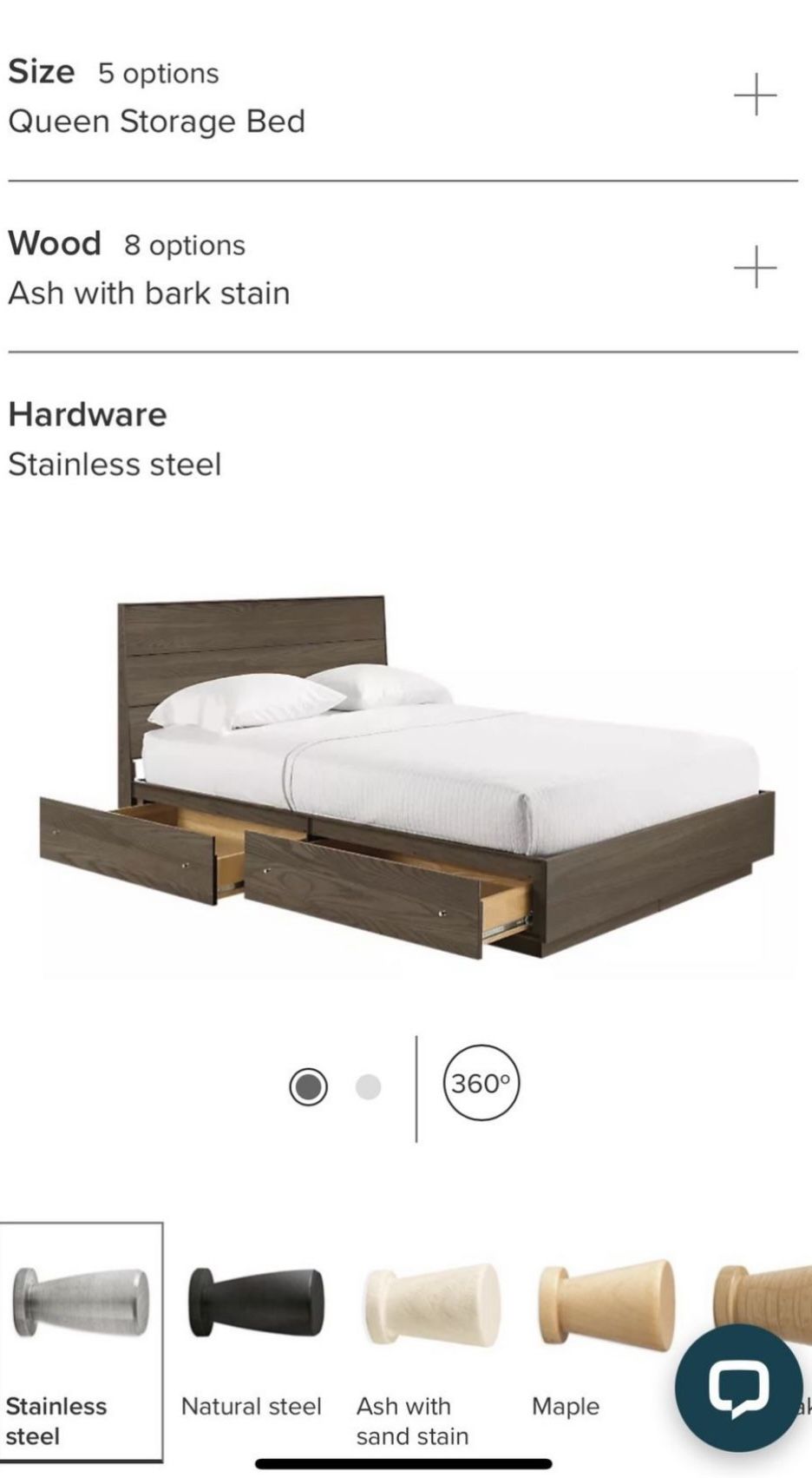 Room and Board Hudson Queen BED Storage Bed Ash wood & Stainless ⛔️Price is firm⛔️ serious buyers please! Used condition; Cash or Venmo pickup near