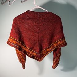 Beautiful Red/burgundy Knit Shawl  Thumbnail