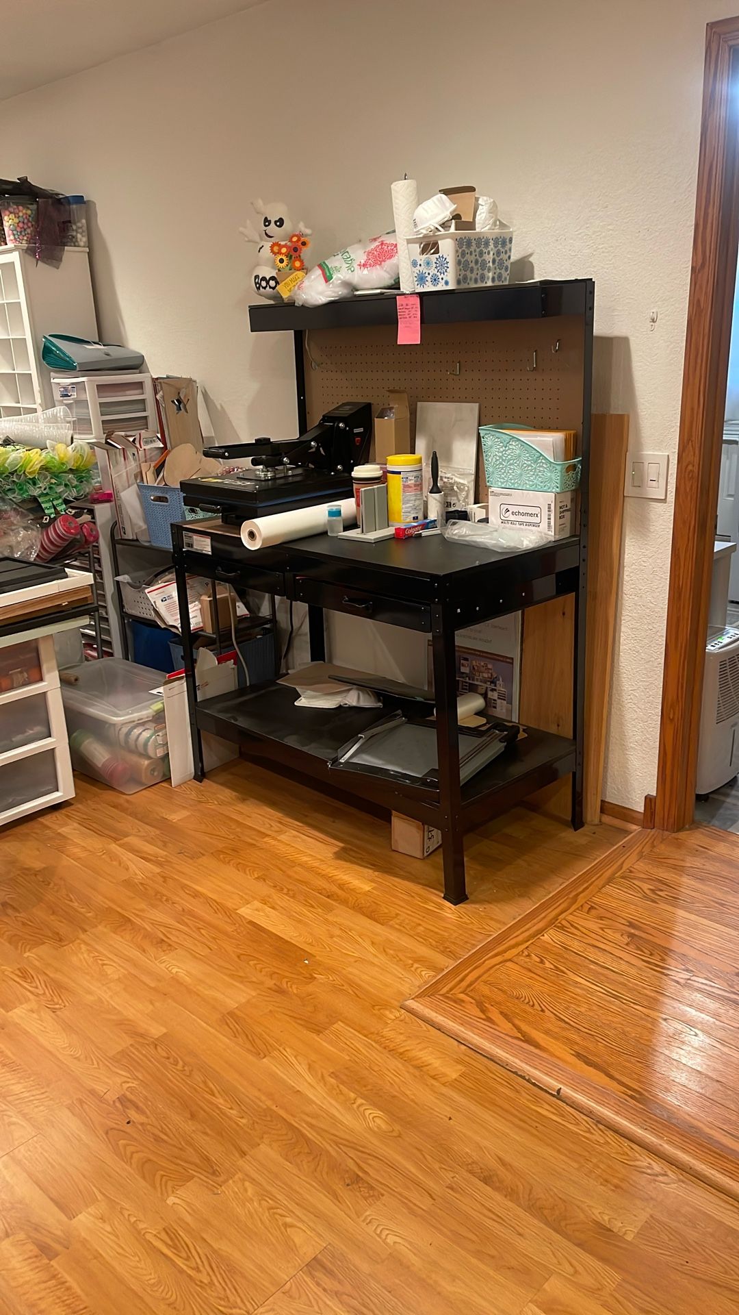 48-Inch Workbench with Power Outlets and Light, Black