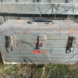 Vintage Sears Craftsman Old Toolbox 18" x 8" x 9" tall Gray