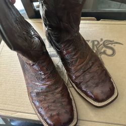 LUCCHESE BOOTS SIZE 10D Ostrich SQUARE TOES 