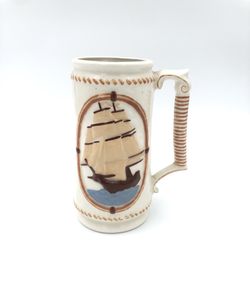 VINTAGE NAUTICAL TALL MUG HAND PAINTED