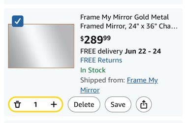 New , 24 X 36 Gold frame mirror.