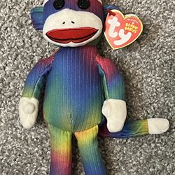 Rainbow Sock Monkey - Beanie Babies 