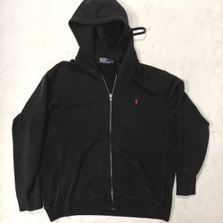 Polo Ralph Lauren Men’s Large Black Fleece Full Zippered Hoodie