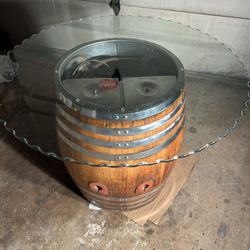 Rare Antique Coca-Cola Root Beer Oak Wooden Barrel With Glass View Table Top